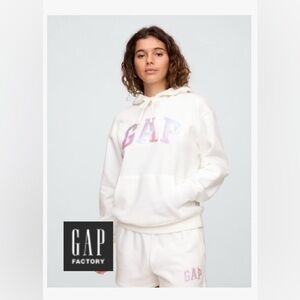 GAP Cream Hoodie with Pastel Iridescent Logo